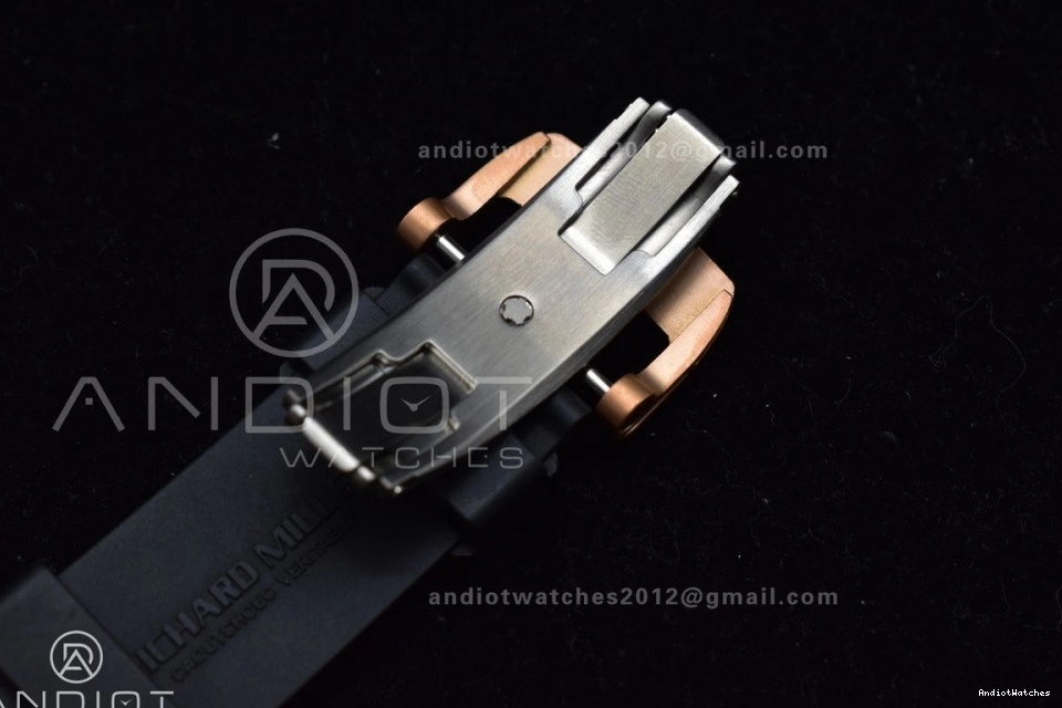 Strap Rubber Dial Best Chrono KVF RM011 1021 AllSeason Black A7750 RG on Black Edition Crystal V 1:1 1224